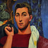 Robert Mitchum Painting by Hollywood artist Kenneth Kendall, February 2006