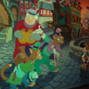 Disneyland Pinocchio's Daring Journey attraction mural January 2007
