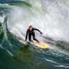 Surfing at Pacific Beach in San Diego, April 2014