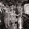 Shirley Temple leaving FBI headquarters, Washington DC, Gertrude Temple on the left, 1938